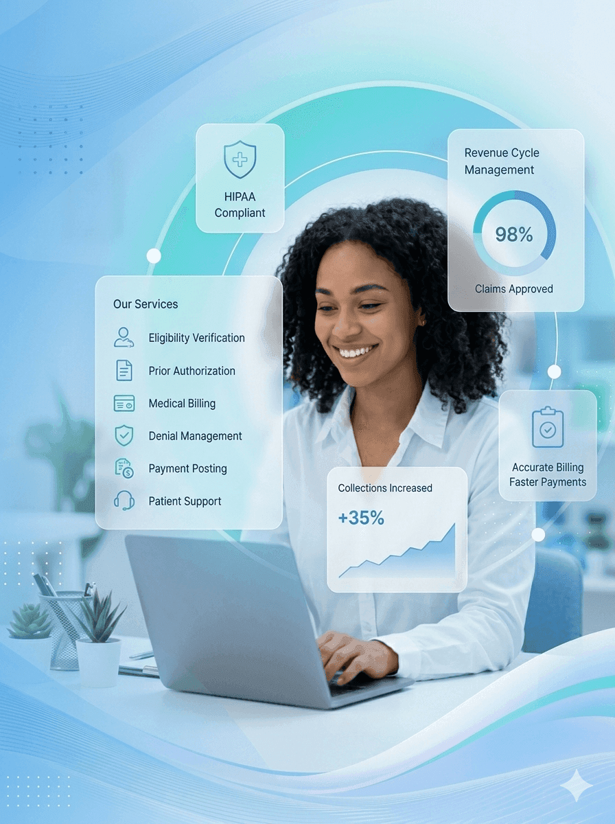 Healthcare professional managing medical billing with SwiftBilling RCM